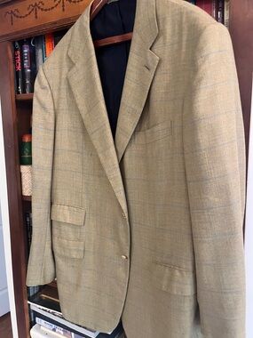 Kiton Beige Windowpane Sport Coat Blazer